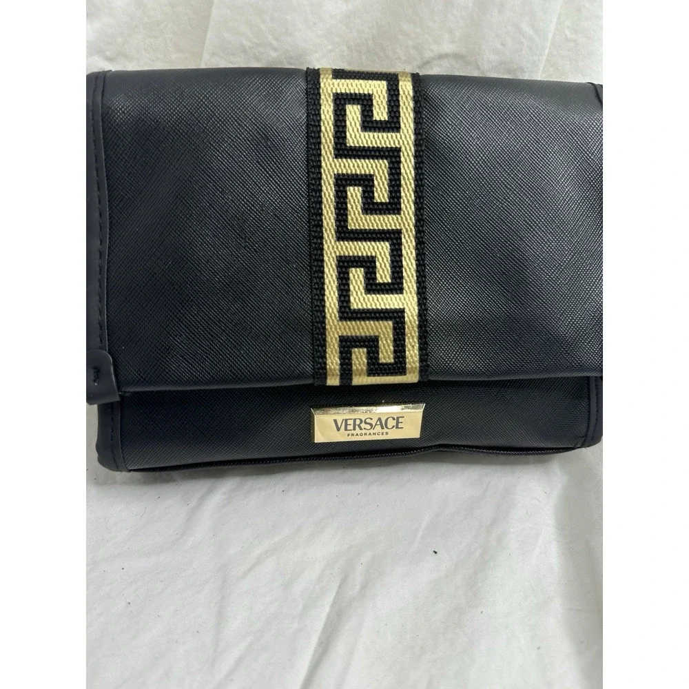 Versace Fragrances Clutch Black Gold Cosmetic Case Pouch